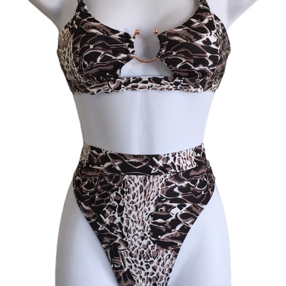 Animal print Metallic Ring-cut High-waist Bikini - Picture 5 of 6